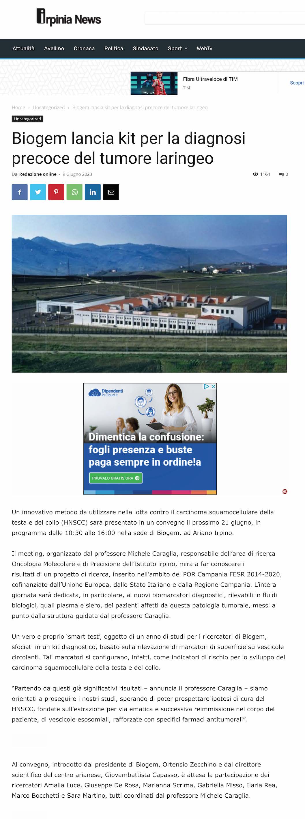 Biogem lancia kit per la diagnosi precoce del tumore laringeo